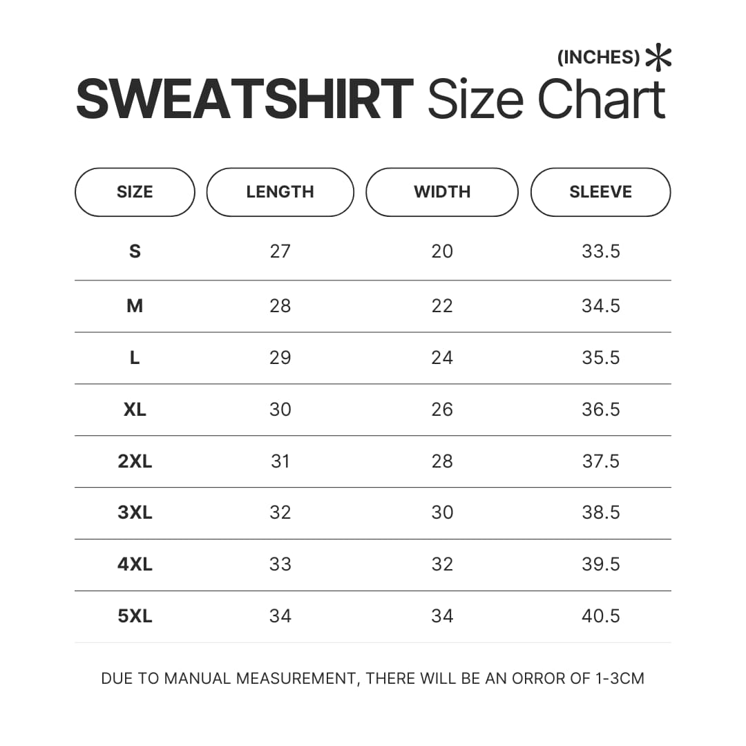 Sweatshirt Size Chart - Invader Zim Store