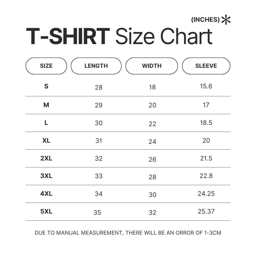 T shirt Size Chart - Invader Zim Store