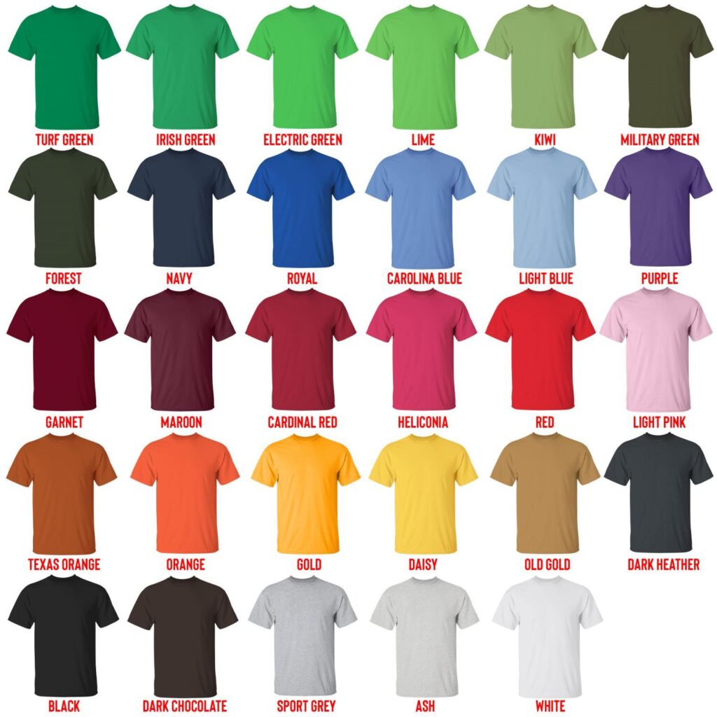 t shirt color chart - Invader Zim Store